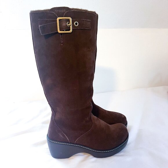 Crocs | Cobbler High Boot | Brown Suede Size 7 - Picture 5 of 15